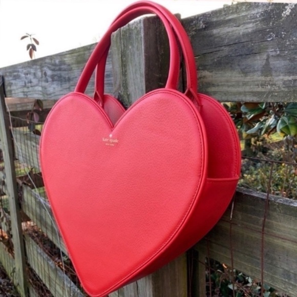 kate spade Handbags - Kate Spade Dolly Red Heart Large Rose Colored Glasses Leather Novelty Rare Bag